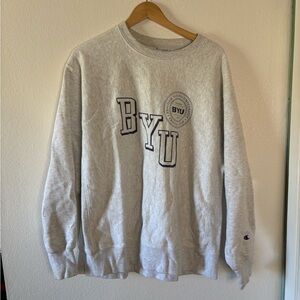 Champion Light Gray BYU Crewneck Sweater